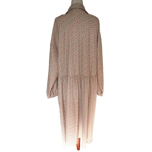 ASOS Womens long sleeve smock shirt dress 14 green ditsy Floral Maxi Cottagecore - Picture 9 of 11